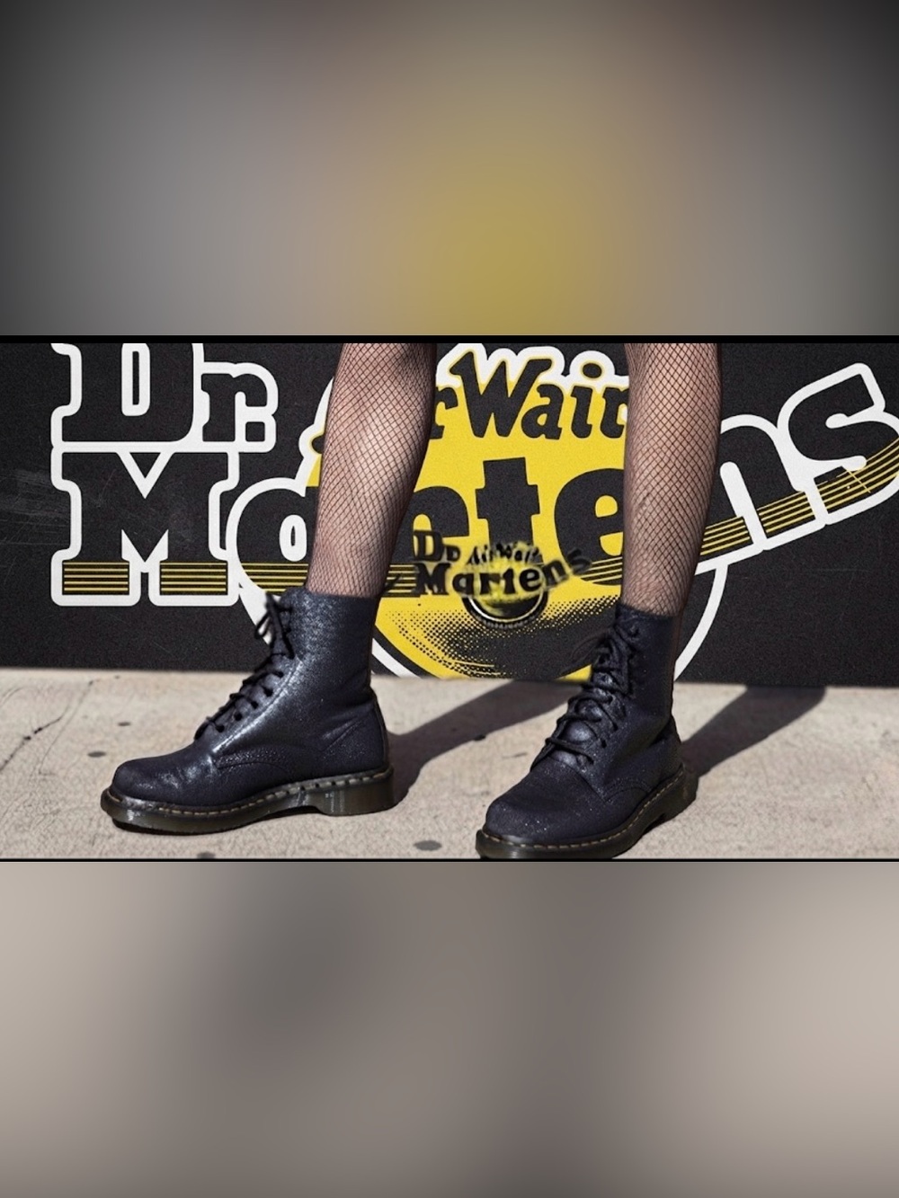 Authentic Dr. Martens designer black metallic leather combat lace up boots sz 8